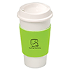 DA7437
	-NYC PLASTIC CUP WITH NEOPRENE SLEEVE-White cup with Lime Green sleeve